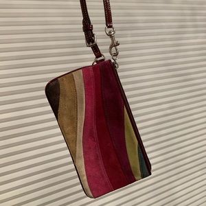 Gently used rainbow suede coach wristlet